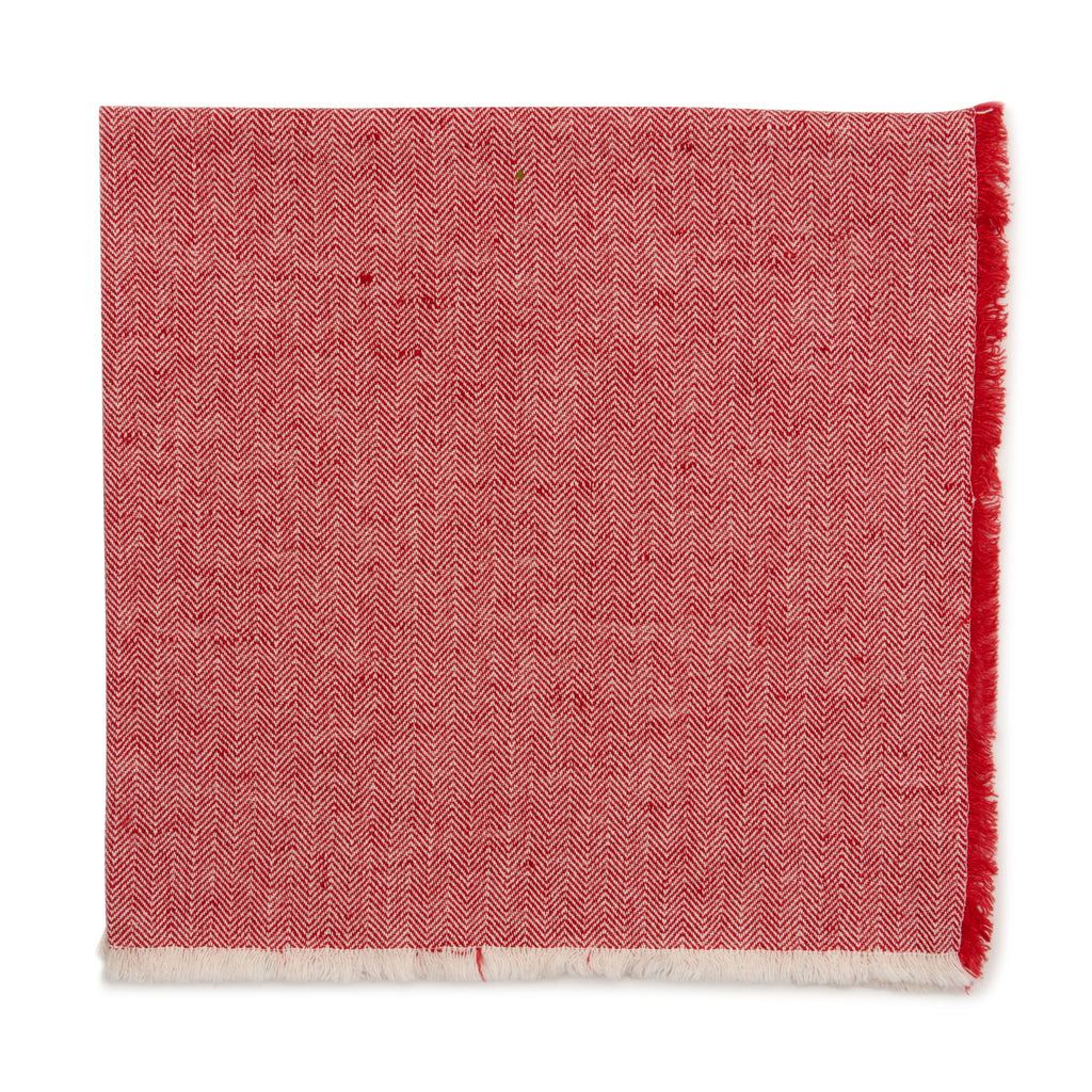 Deborah Rhodes Herringbone Fringe Red Napkin - Charles Mayer