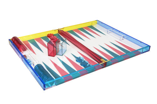 Tizo Design Lucite Backgammon Set. Turquoise/Hot Pink - Charles Mayer
