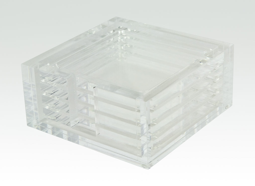 Tizo Design Lucite Coaster Set/4, Clear - Charles Mayer