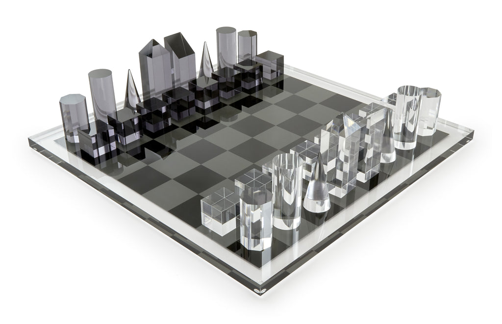 Tizo Design Acrylic Light Gray Chess Set - Charles Mayer