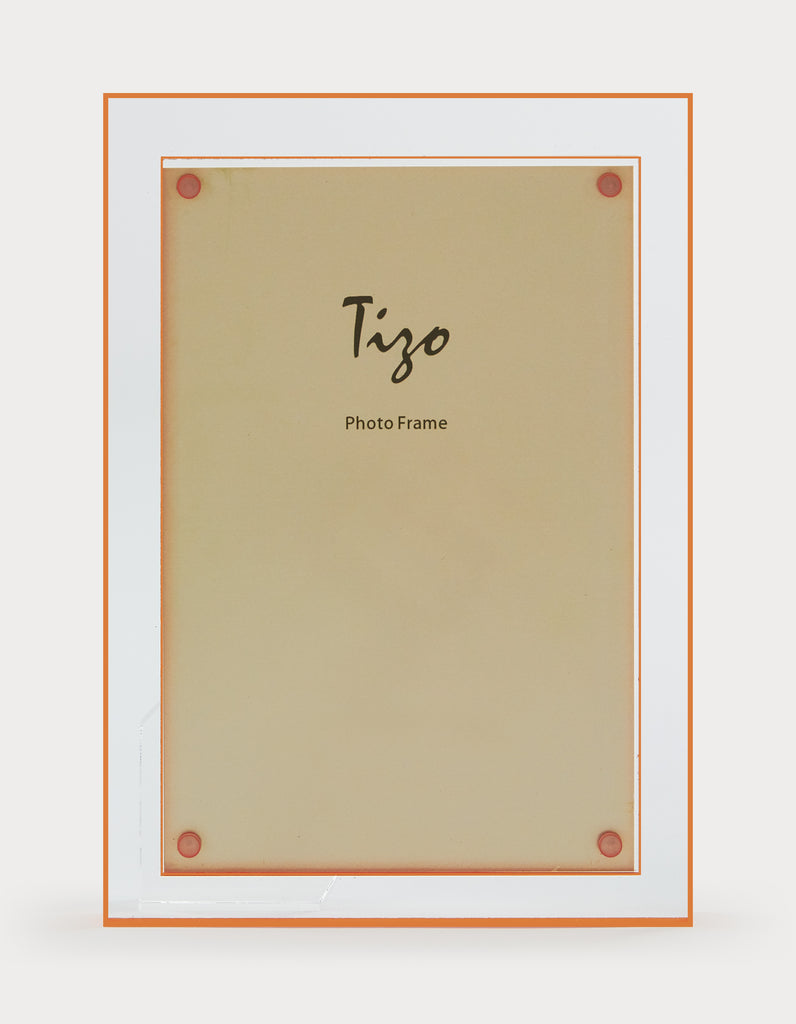 Tizo Design Lucite Frame With Orange Double Border, 4*6 - Charles Mayer