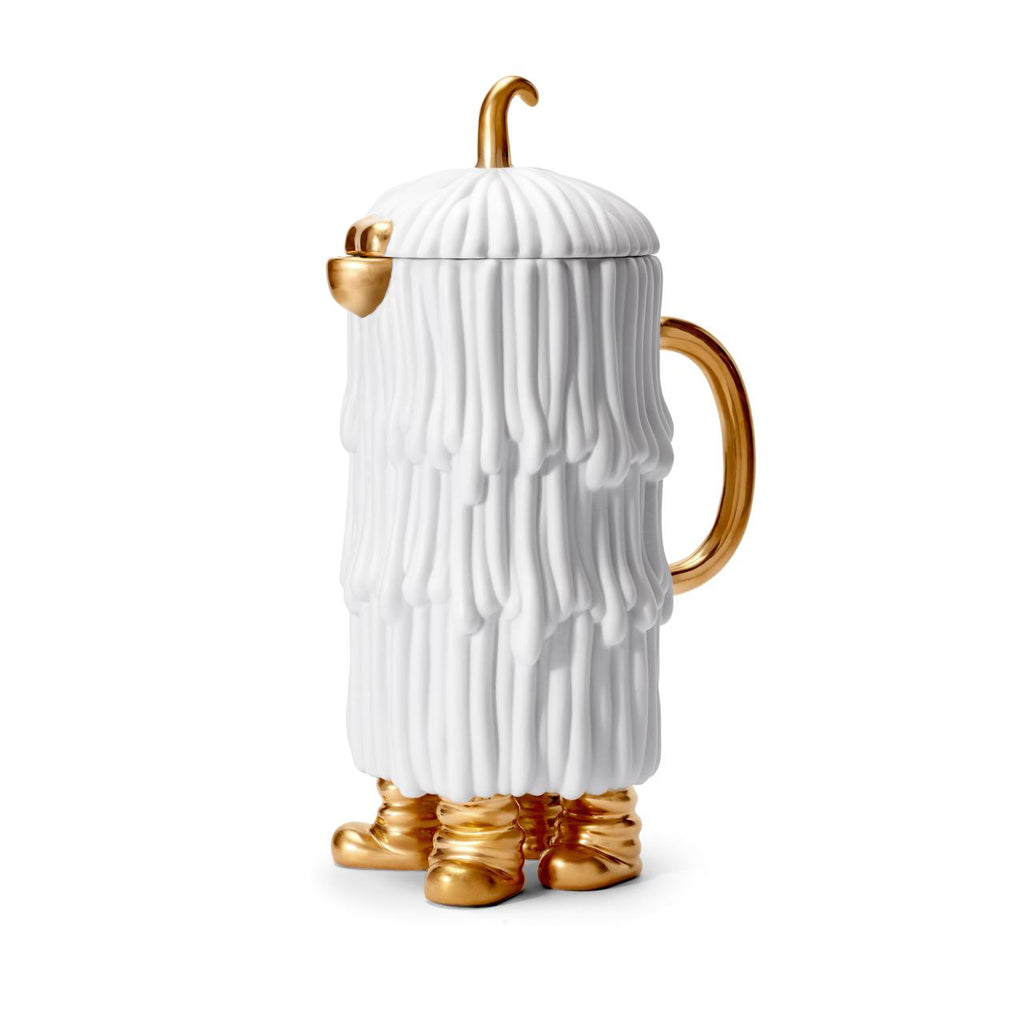 L'Objet Haas Djuna Coffee/Tea Pot, White/Gold - Charles Mayer