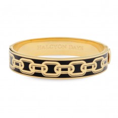 Halcyon Days Chain Black/Gold Hinged Bangle, 13Mm - Charles Mayer