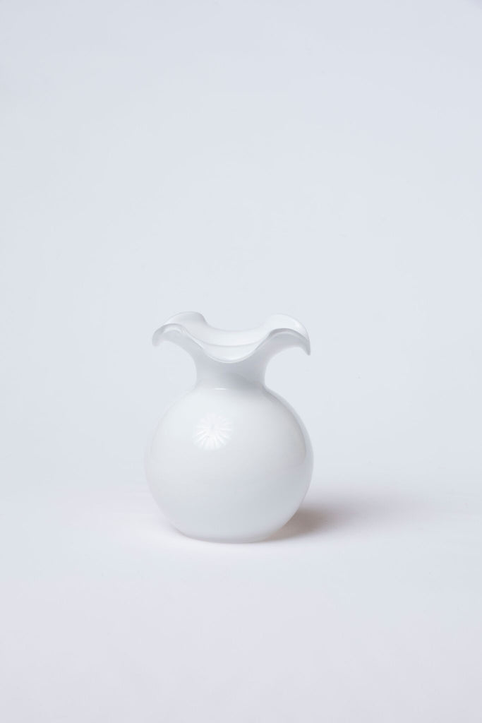 Vietri Hibiscus Glass White Small Fluted Vase - Charles Mayer