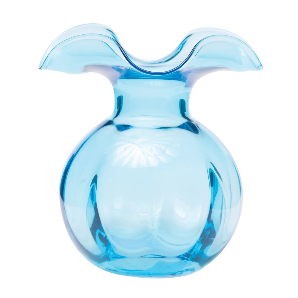 Vietri Hibiscus Glass Medium Aqua Fluted Vase - Charles Mayer