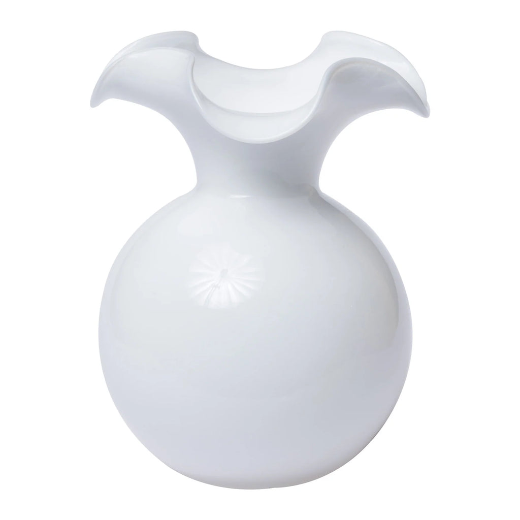 Vietri Hibiscus Glass White Medium Fluted Vase - Charles Mayer