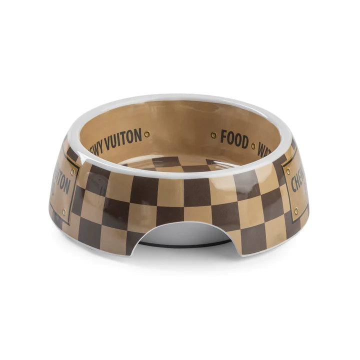 Haute Diggity Dog Checker Chewy Vuiton Bowl, Medium - Charles Mayer