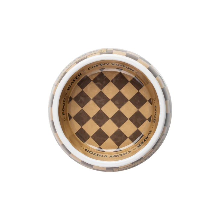 Haute Diggity Dog Checker Chewy Vuiton Bowl, Medium - Charles Mayer