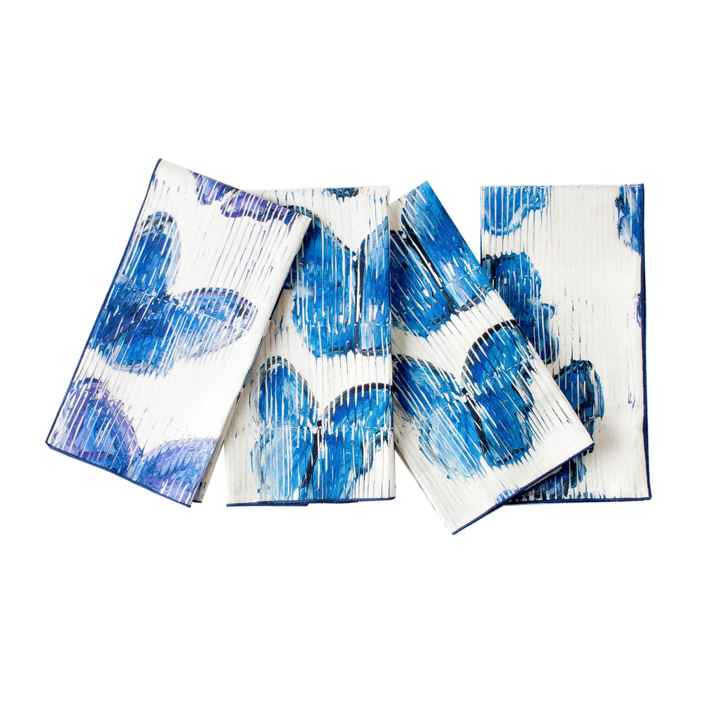 Hunt Slonem Hop Up Shop Blue Butterflies Cotton Dinner Napkin, Set of 2 - Charles Mayer