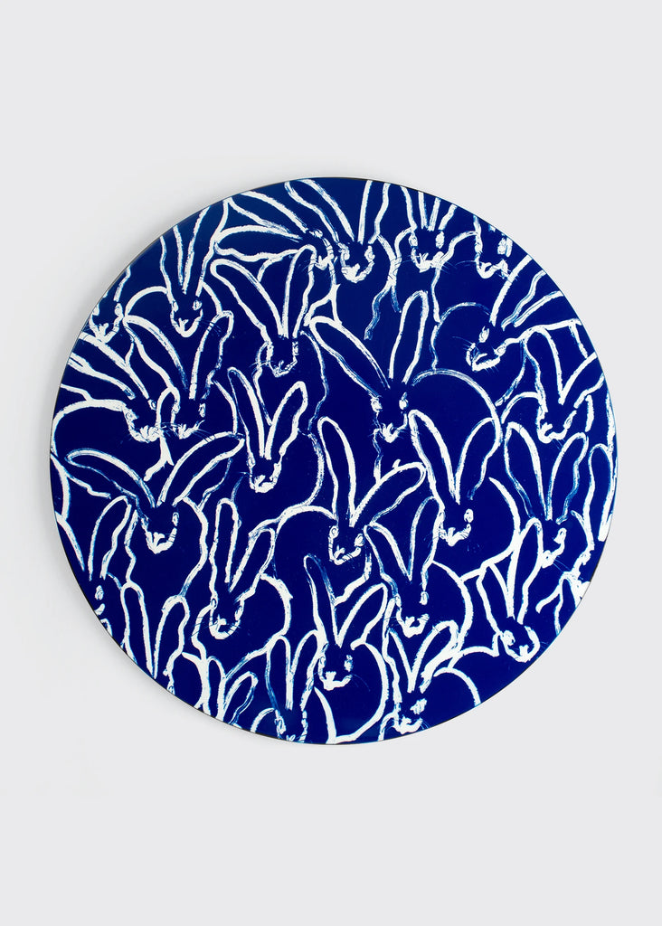 Hunt Slonem Hop Up Shop Rabbit Run Cobalt Lacquer Placemat, Set of 2 - Charles Mayer