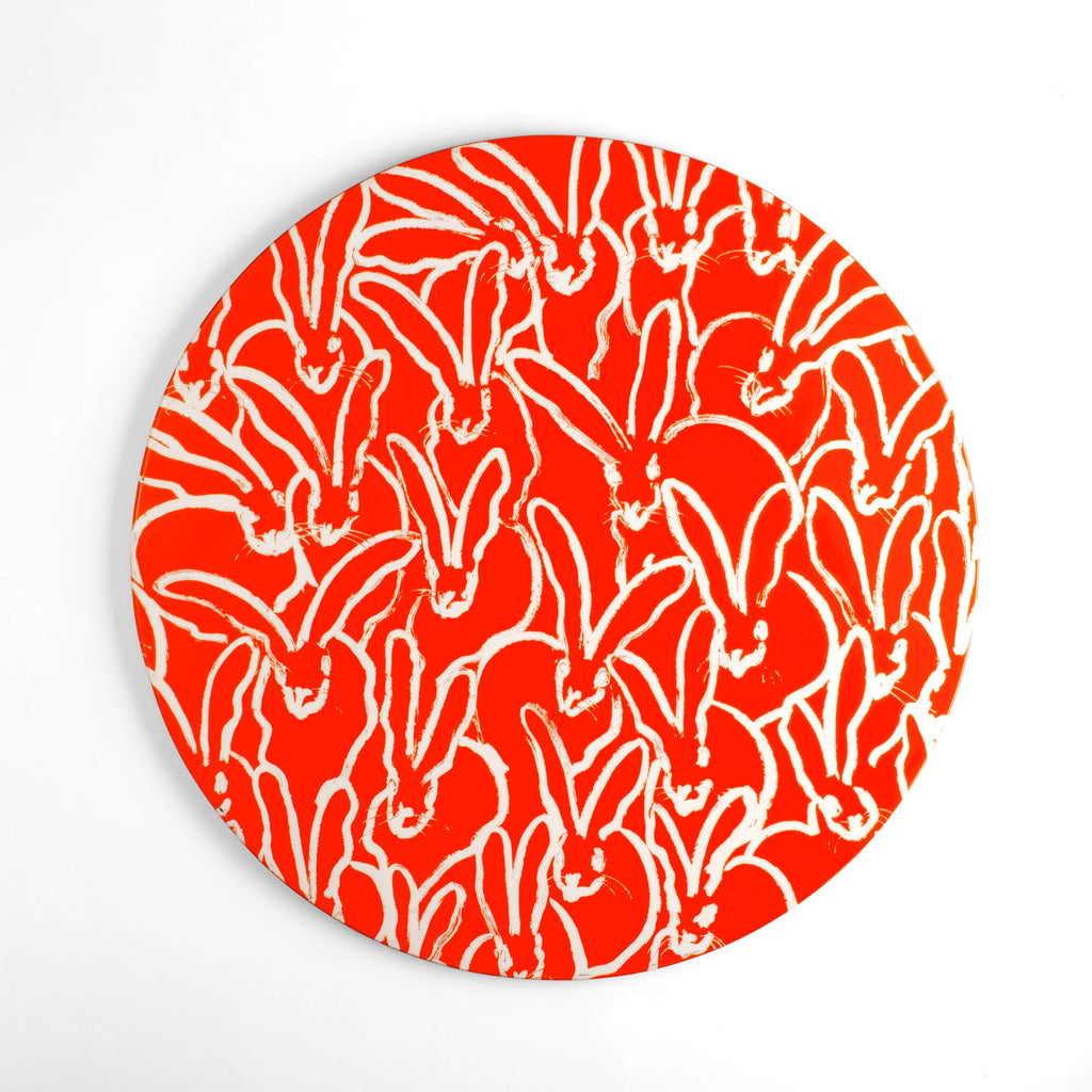 Hunt Slonem Hop Up Shop Rabbit Run Orange Crush Lacquer Placemat, Set of 2 - Charles Mayer