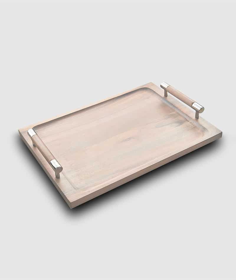 Mary Jurek Sierra White Wood Tray With Handles - Charles Mayer