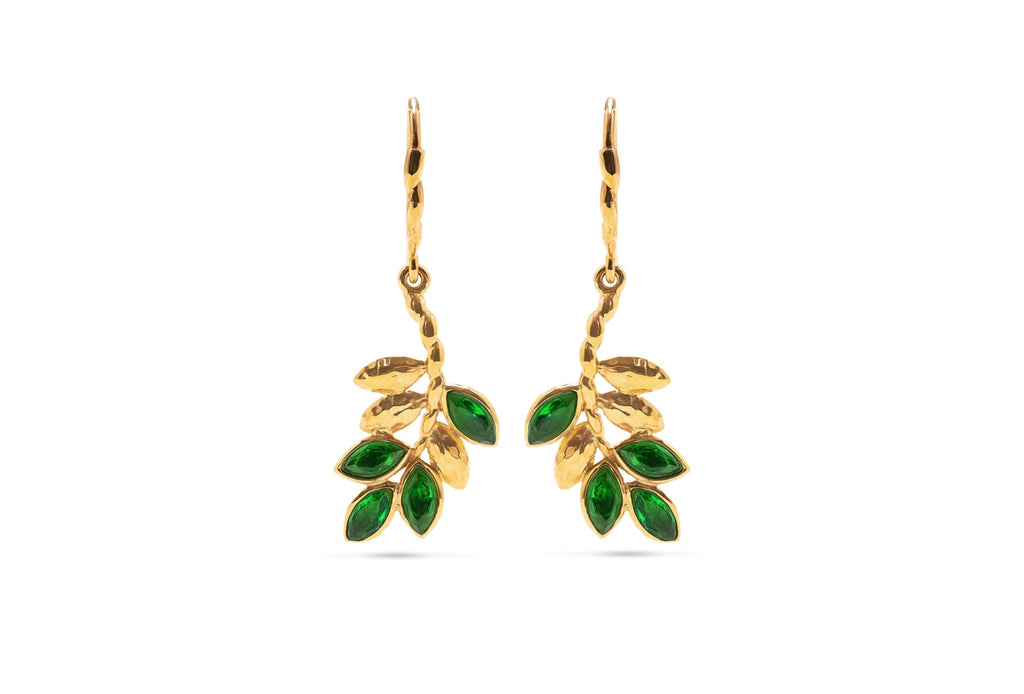 Capucine De Wulf Jeweled Leaves Drop Earrings - Charles Mayer