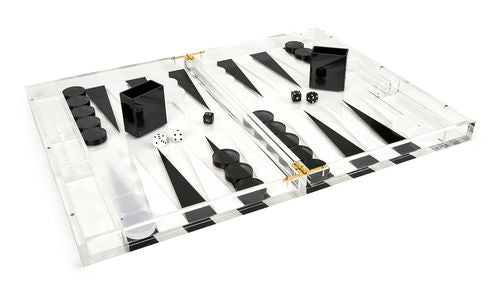 Tizo Design Lucite Backgammon Set, Black/White - Charles Mayer