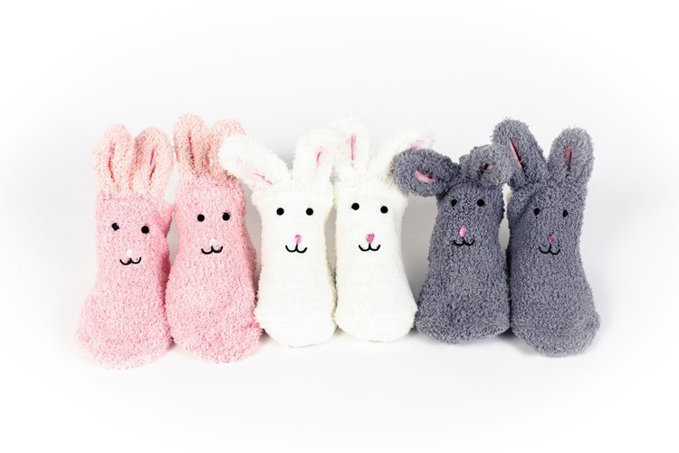 Jack Rabbit Gray & White Fuzzy Bunny Socks, 2 Pair - Charles Mayer
