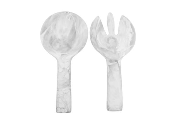 Nashi Home Resin White Swirl Jumbo Salad Servers - Charles Mayer