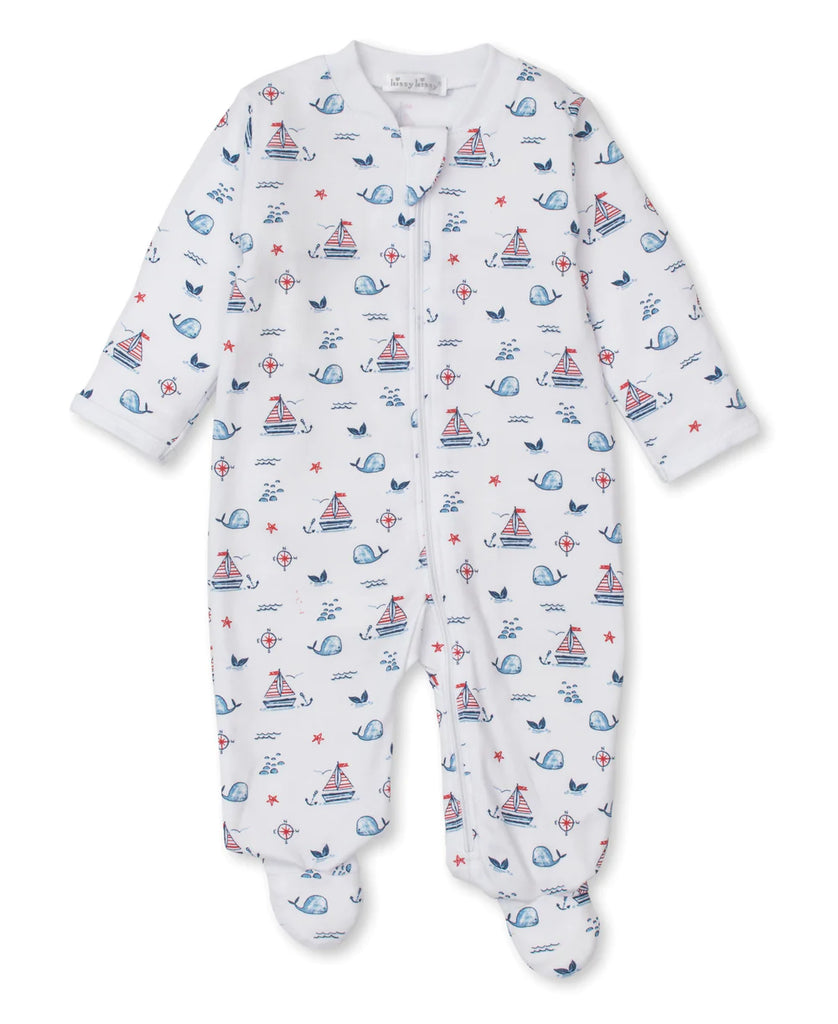 Kissy Kissy Sails N Whales Button Footie - Charles Mayer