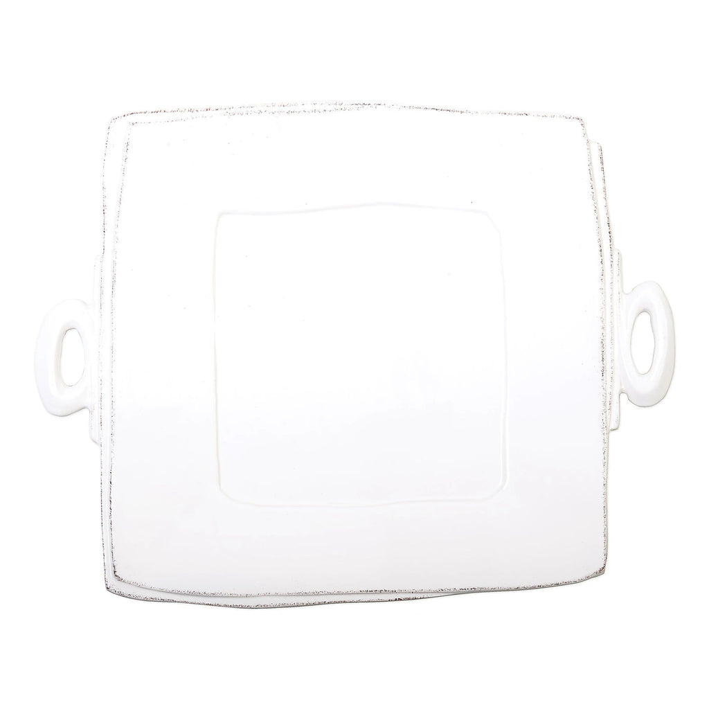 Vietri Lastra White Handled Square Platter - Charles Mayer