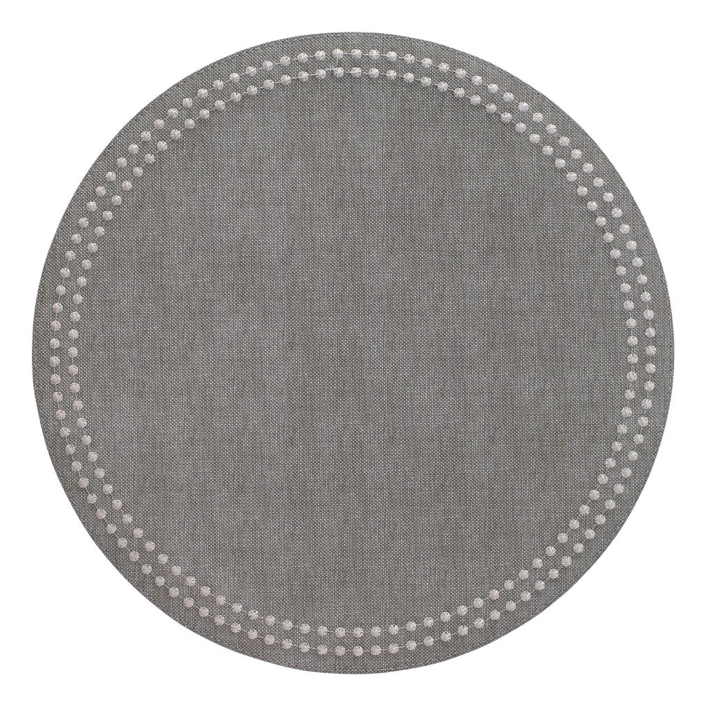 Bodrum Pearls Round Silver & Gray Placemat - Charles Mayer