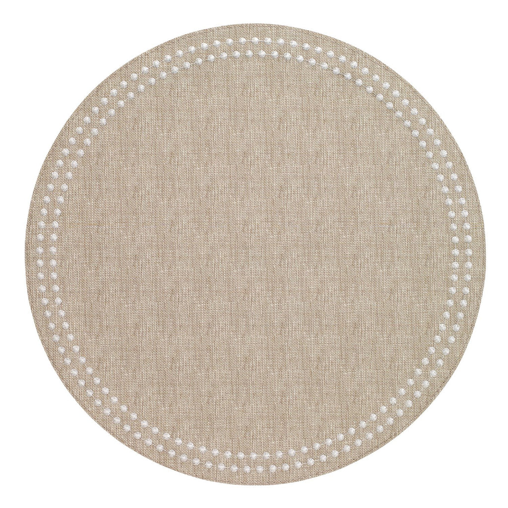 Bodrum Pearls Round Placemat, Beige/White - Charles Mayer
