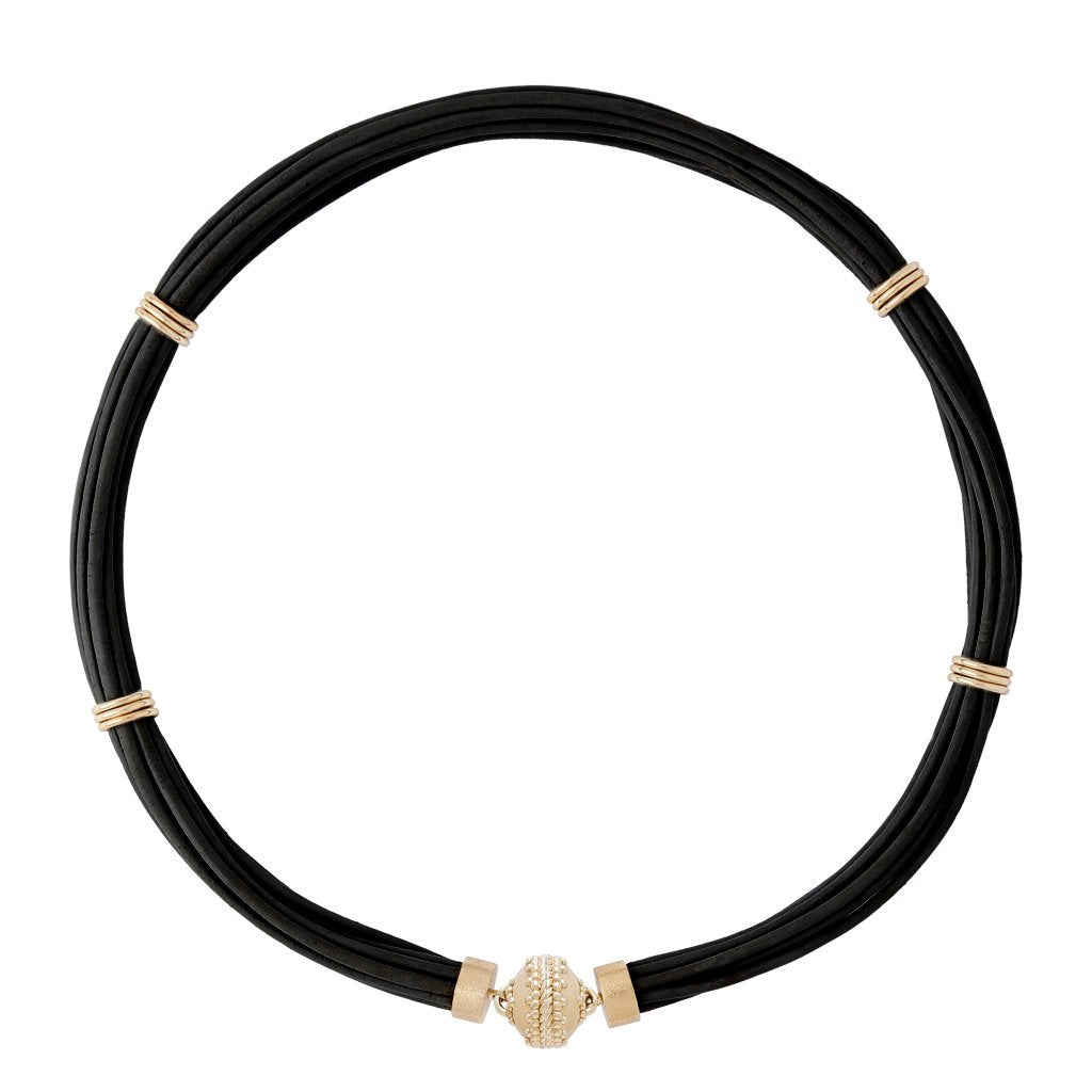 Clara Williams Aspen Leather Jet Black Necklace - Charles Mayer