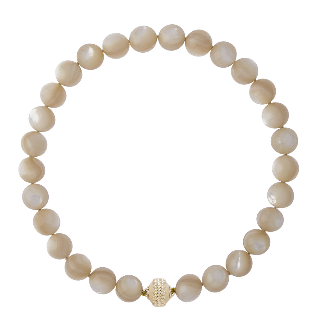 Clara Williams Victoire Mother Of Pearl 14Mm Necklace, 16.5", Gold Clasp - Charles Mayer