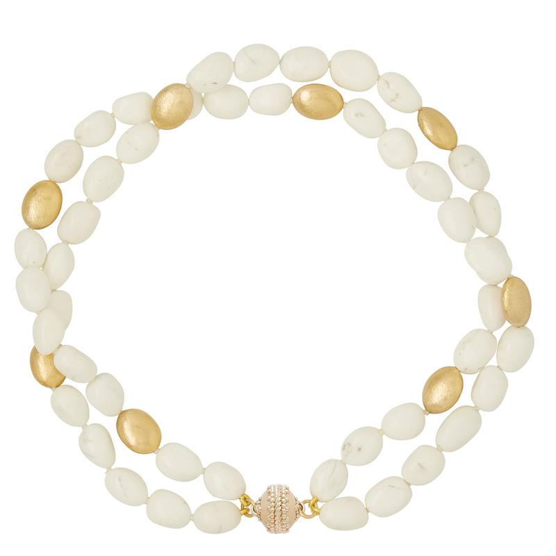 Clara Williams Gold Rush White Agate Double Strand Necklace - Charles Mayer