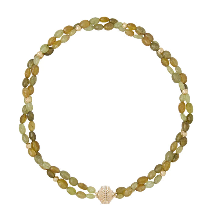 Clara Williams Peppercorn Dark Green Garnet Double Strand Necklace - Charles Mayer