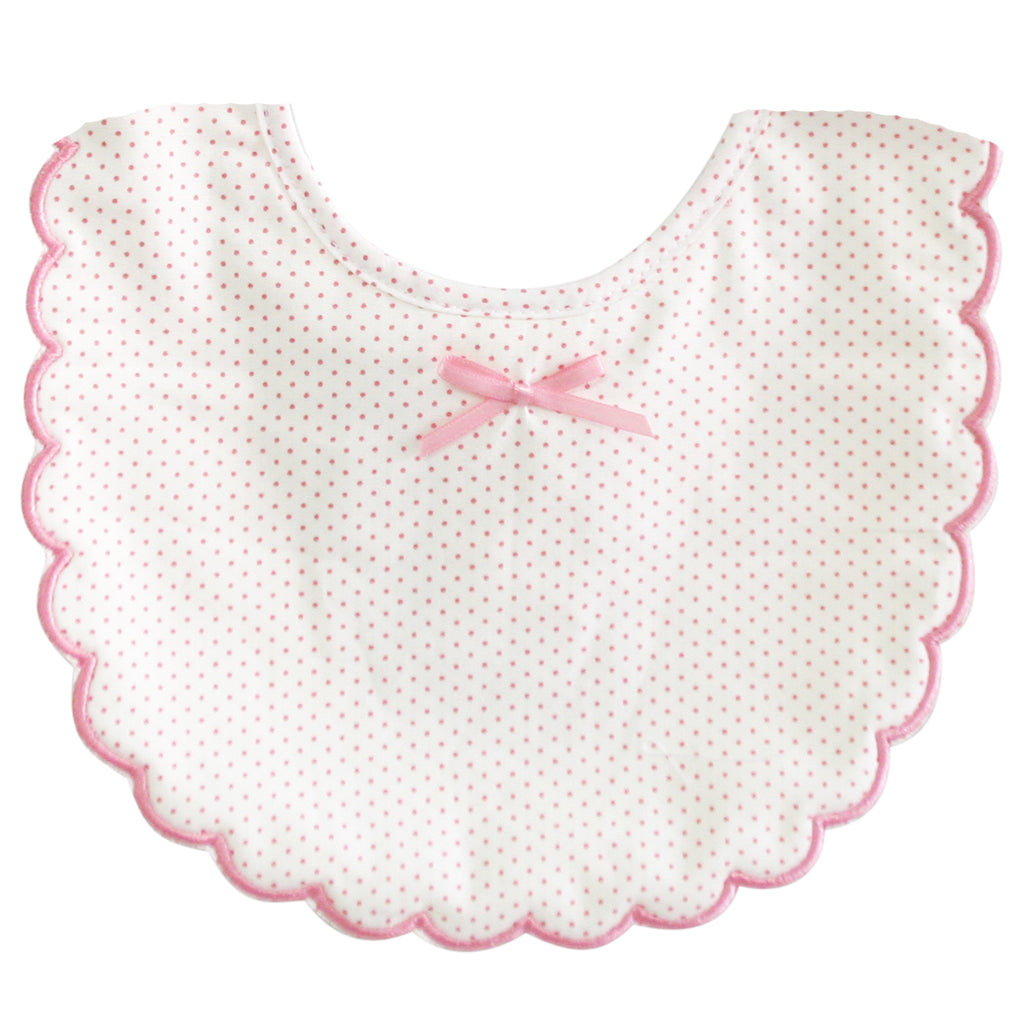 Alimrose Scallop Edge Pink Spot Bib - Charles Mayer