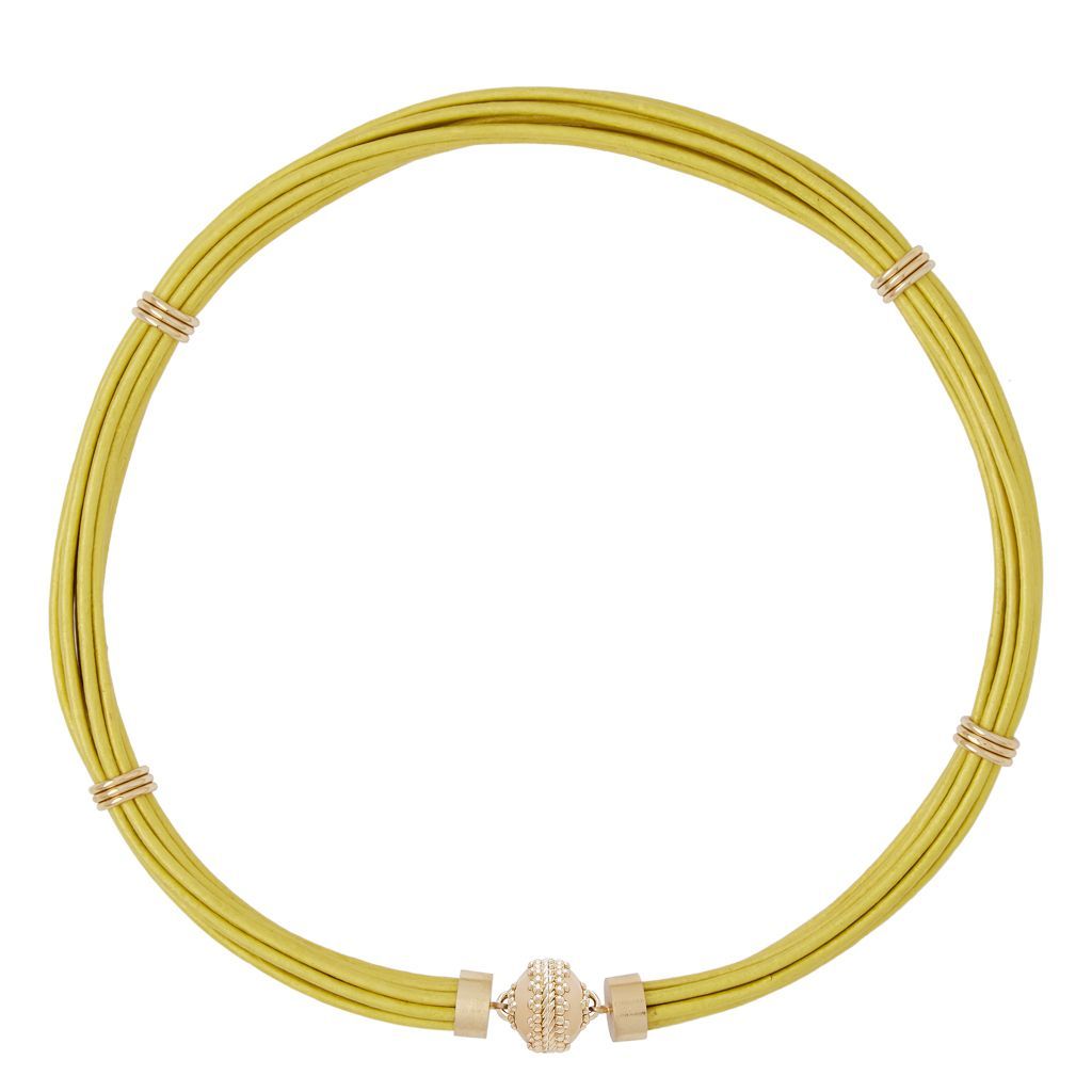 Clara Williams Aspen Leather Lemon Yellow Necklace - Charles Mayer