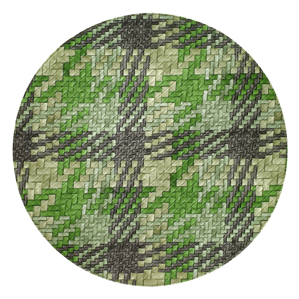 Bodrum Nantucket Green Gray Round Placemat - Charles Mayer