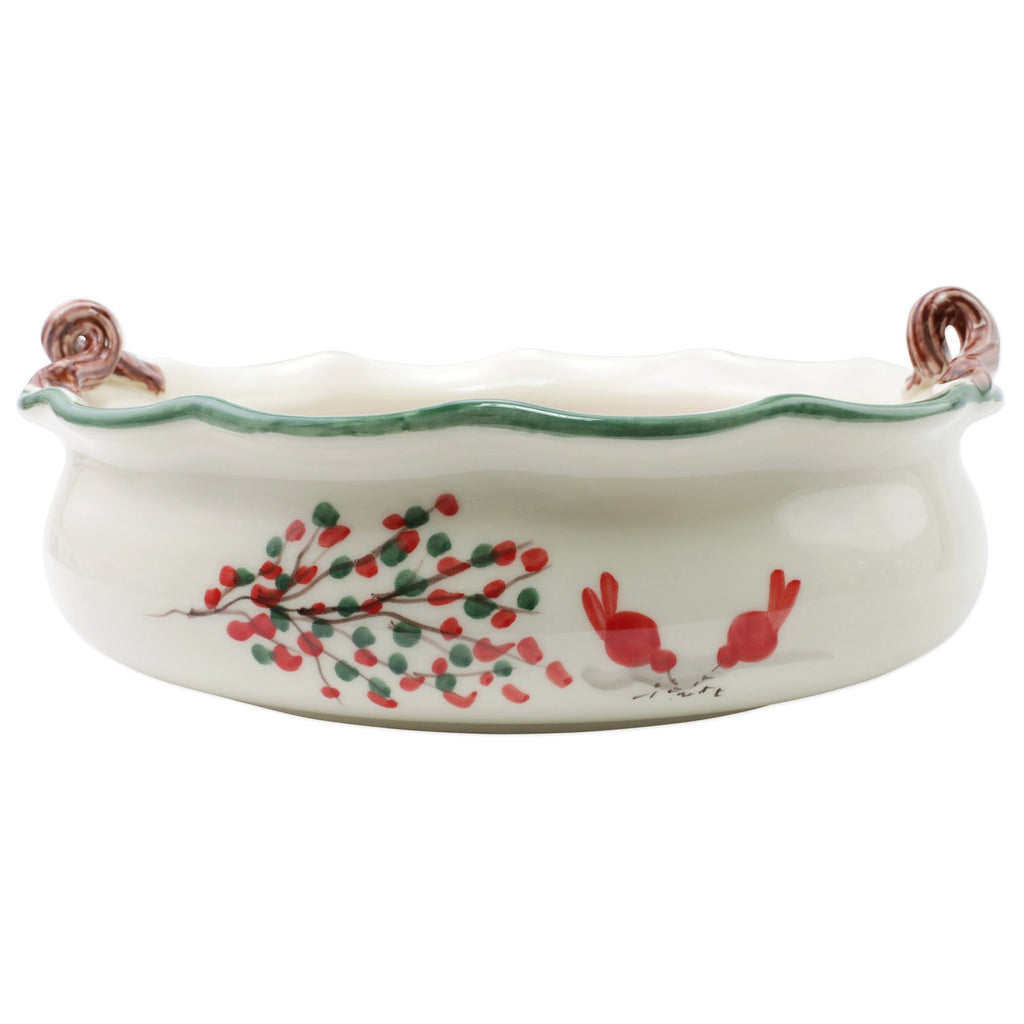 Vietri Old St. Nick Handled Scallop Large Bowl W/Fireplace - Charles Mayer