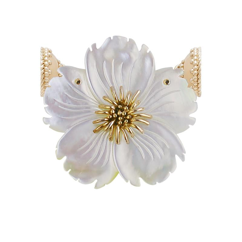 Clara Williams Wildflower Small White Mother Of Pearl & 14K Burst Centerpiece - Charles Mayer