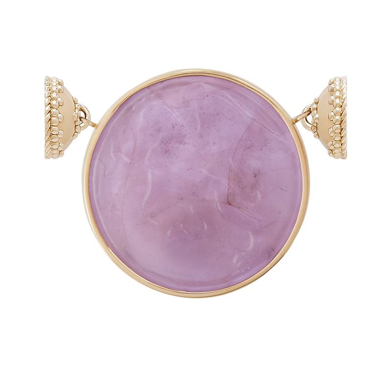 Clara Williams Italian Glass Classic Lavender Griffin, Mother Of Pearl & 14K Centerpiece - Charles Mayer