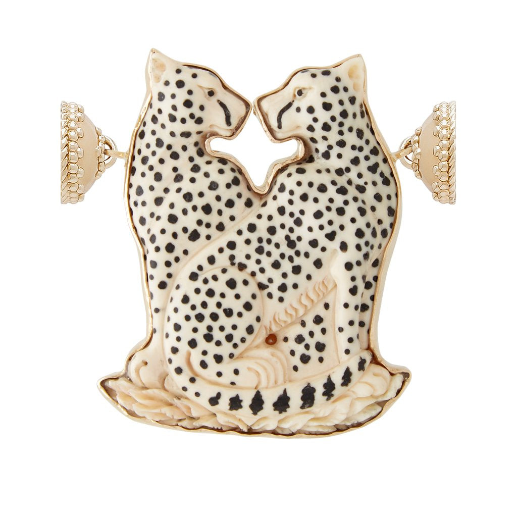 Clara Wiilliams White Bone Carved Cheetah Centerpiece - Charles Mayer