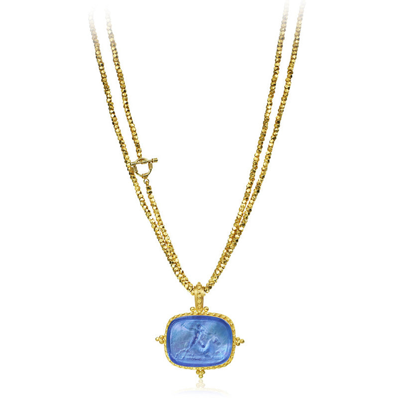 Mazza Silver Plate 34" Gold Nugget Bead Necklace - Charles Mayer