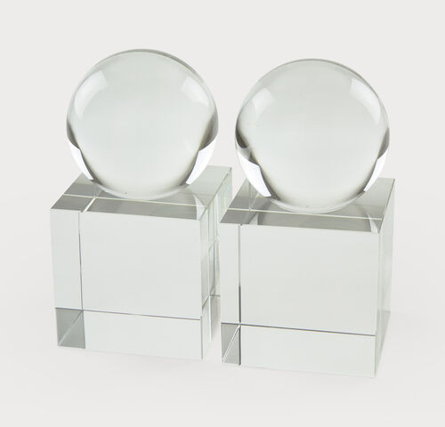 Tizo Design Block Sphere Crystal Bookend Set - Charles Mayer