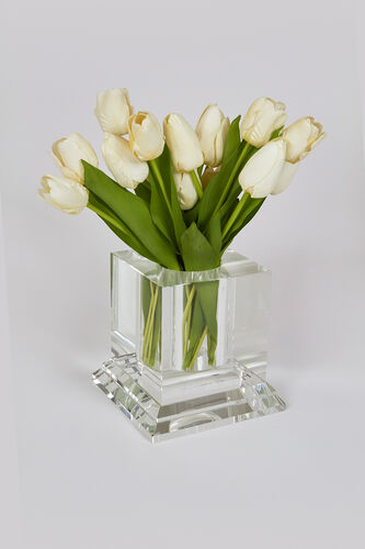 Tizo Design Square Crystal Large Centerpiece Vase - Charles Mayer