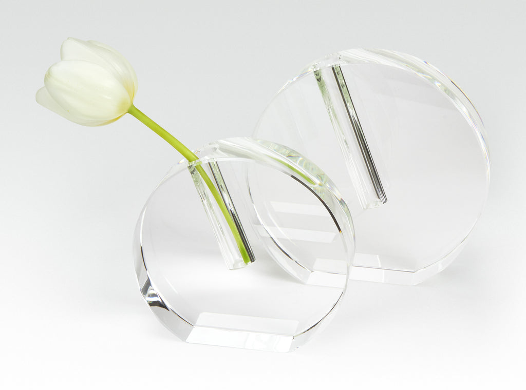 Tizo Design Crystal Round Flat Small Bud Vase - Charles Mayer