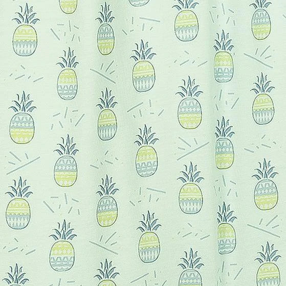 Feather Baby Angel Sleeve Romper, Pineapples On Aqua - Charles Mayer