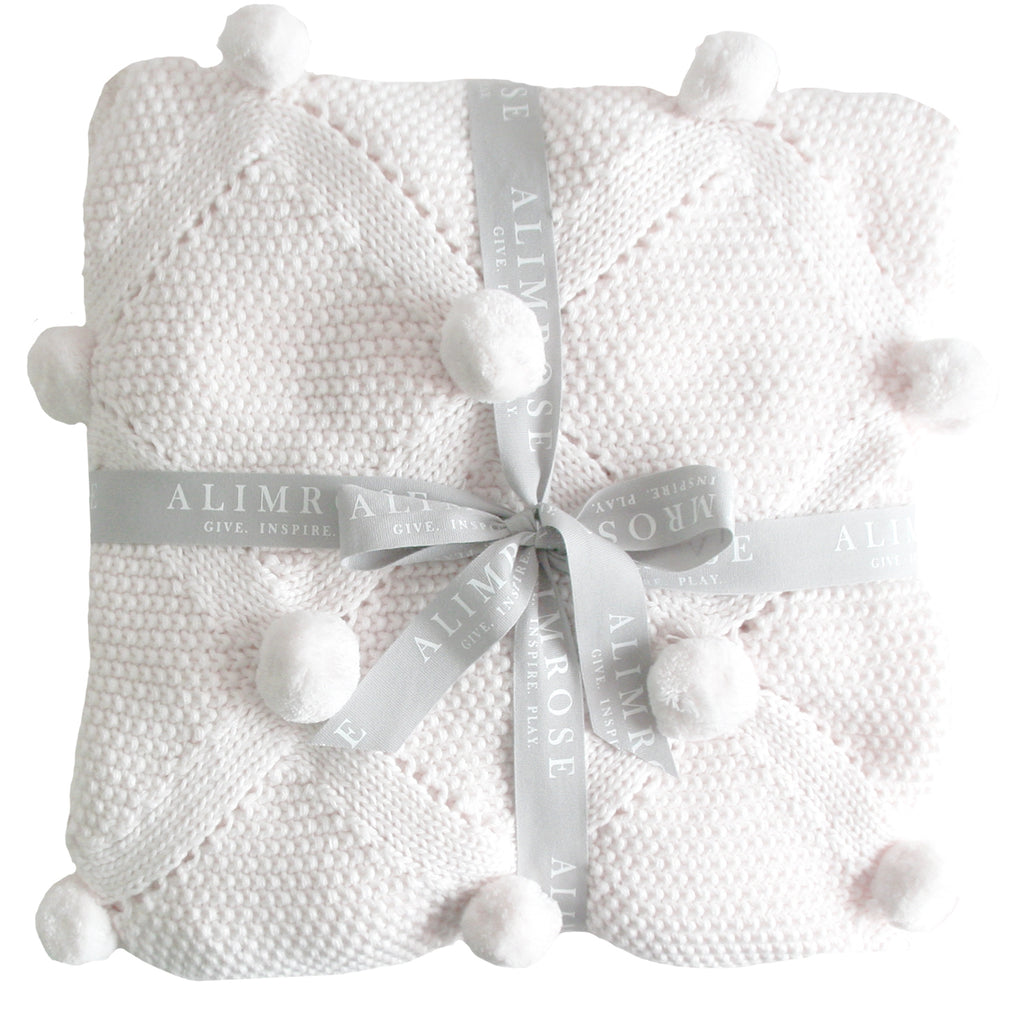 Alimrose Pom Pom Baby Blanket, All Ivory - Charles Mayer