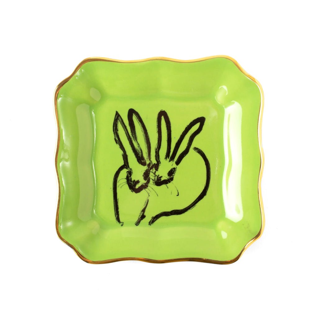Hunt Slonem Hop Up Shop Green Portrait Plate - Charles Mayer