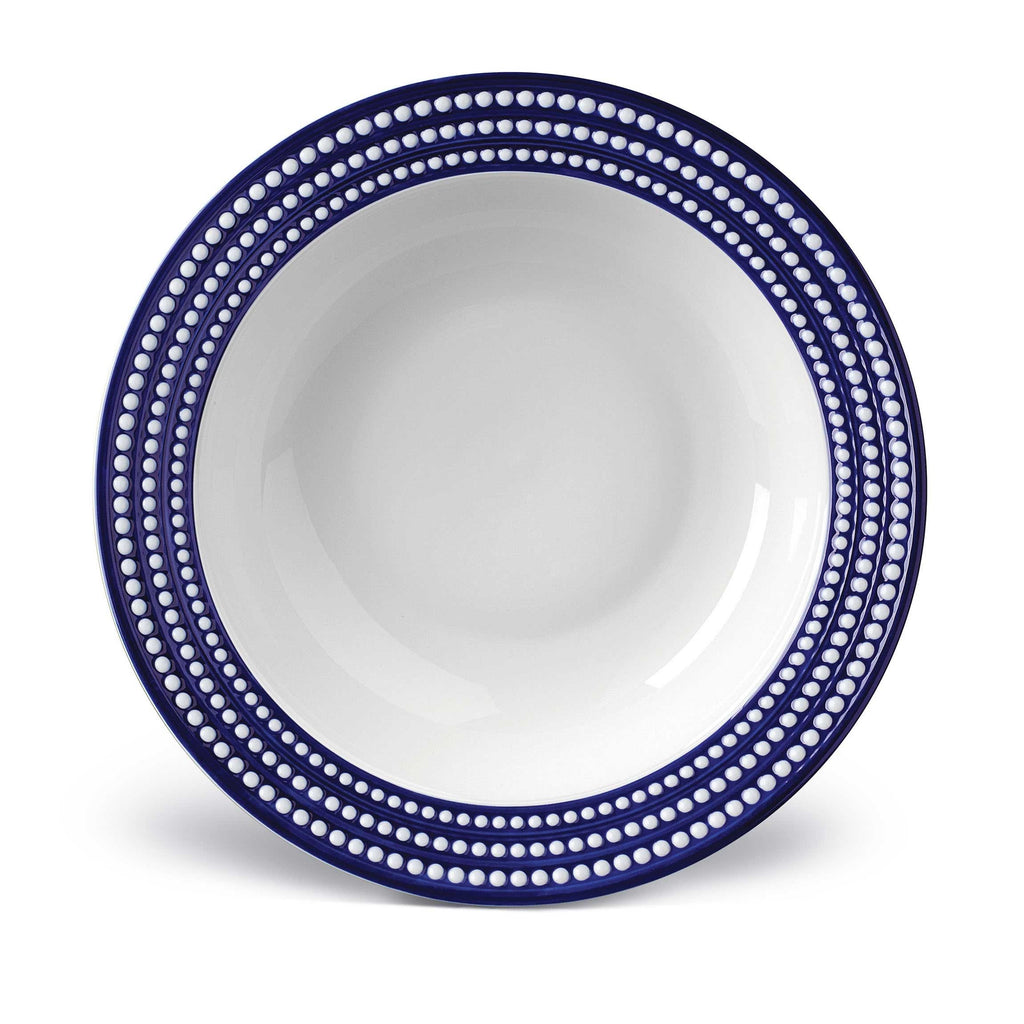 L'Objet Perlee Bleu Rimmed Serving Bowl - Charles Mayer