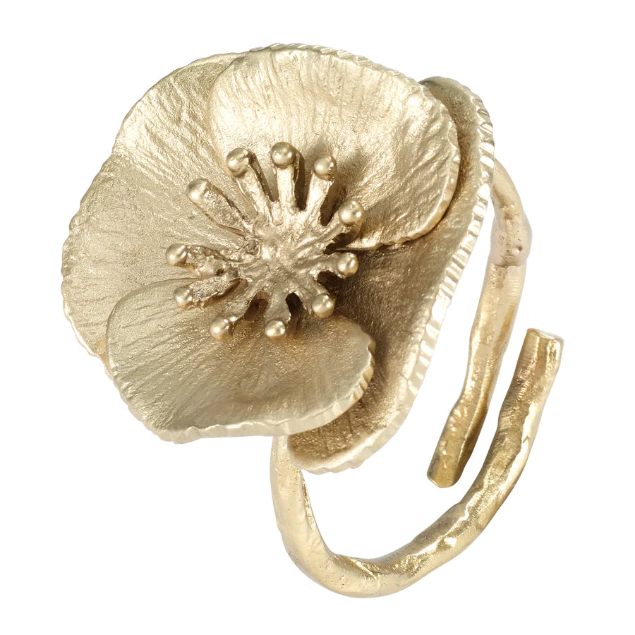 Bodrum Gold Poppy Napkin Ring - Charles Mayer