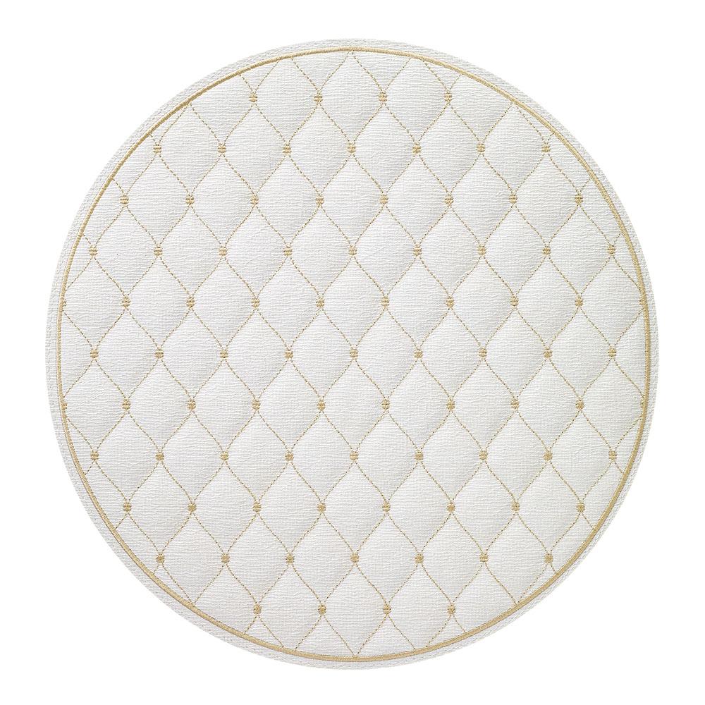 Bodrum Quilted Antique White/Gold Round Placemat - Charles Mayer