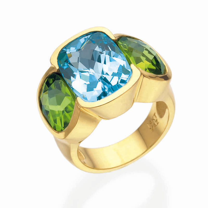 MAZZA Blue Topaz And Peridot 14Kt. Ring - Charles Mayer