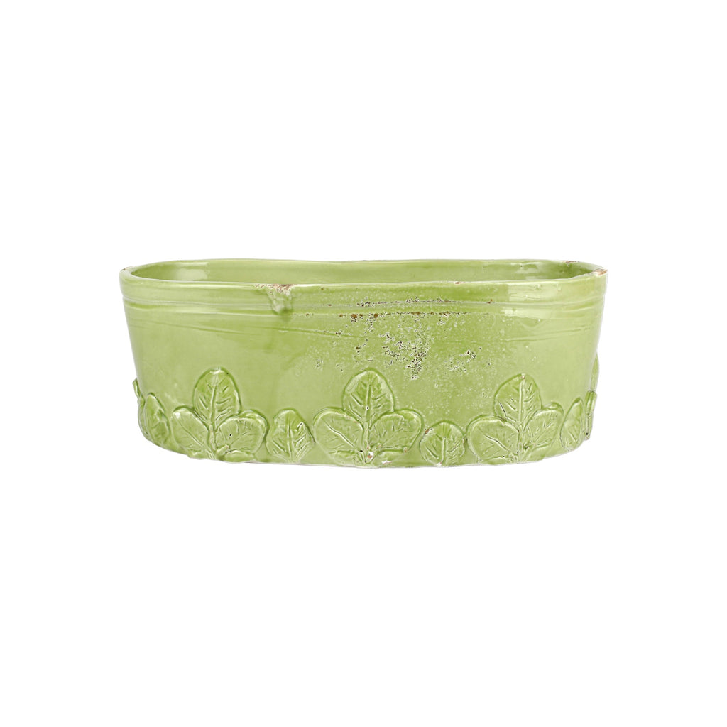 Vietri Rustic Garden Pistachio Basil Oval Planter - Charles Mayer
