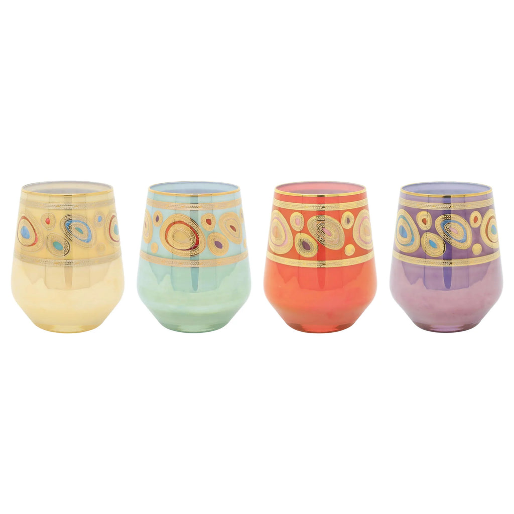 Vietri Regalia Assorted Stemless Wine Glass, Set Of 4 - Charles Mayer