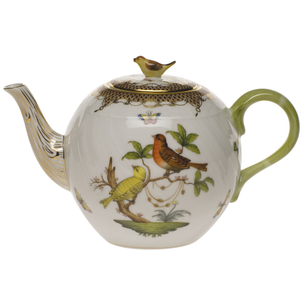Herend Rothschild Bird Brown Border Teapot With Bird - Charles Mayer