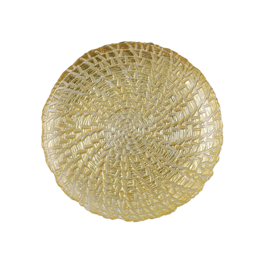 Vietri Rufolo Glass Gold Crocodile Salad Plate - Charles Mayer